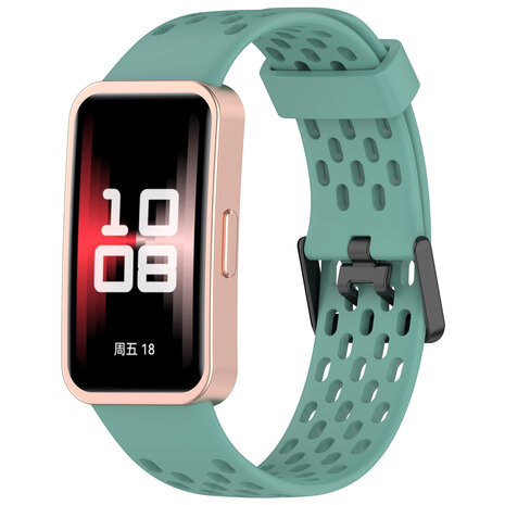 Strap-it® Strap-it Huawei Band 8 siliconen air bandje (dennengroen)