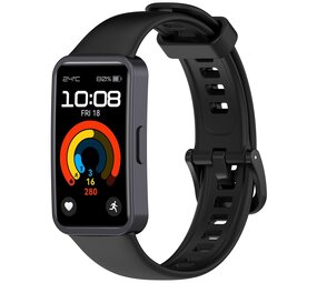 Strap-it® Huawei Band 10 classic siliconen bandje (zwart)
