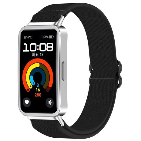 Strap-it® Strap-it Huawei Band 10 elastisch bandje (zwart) Strap-it® Strap-it Huawei Band 10 elastisch bandje (zwart)