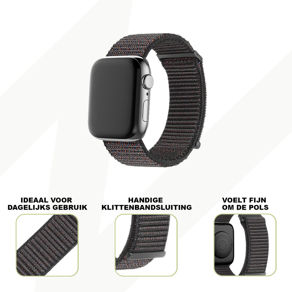 Bandz Bandz Apple Watch Nylon loop band (zwart mix)
