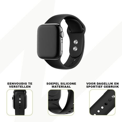 Bandz Bandz Apple Watch Dual Snap siliconen band (zwart)