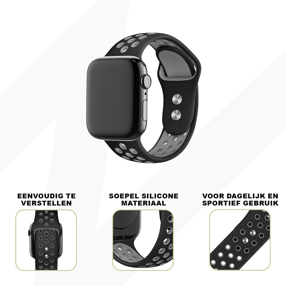 Bandz Bandz Apple Watch Dual Snap sport band (zwart/grijs)