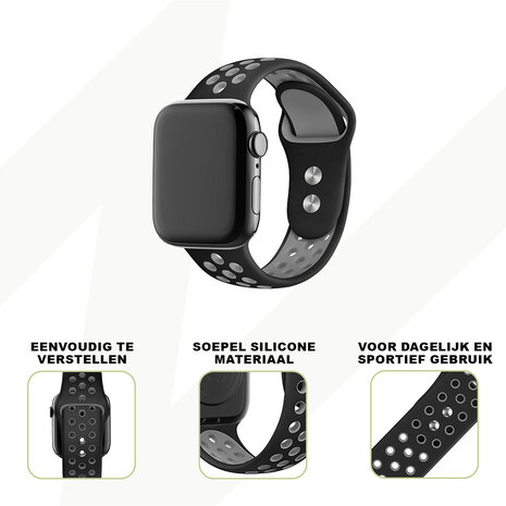 Bandz Bandz Apple Watch Dual Snap sport band (zwart/grijs)