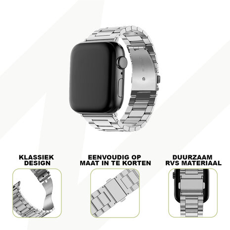 Bandz Bandz Apple Watch stalen band 'Classic' (zilver)
