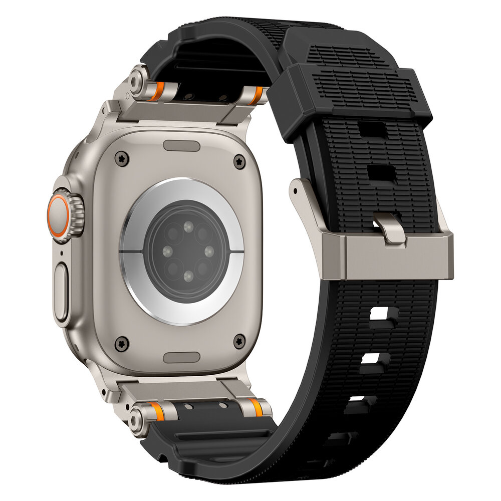 Strap-it® Strap-it Apple Watch 'Adventurer' siliconen band (zwart met titanium)