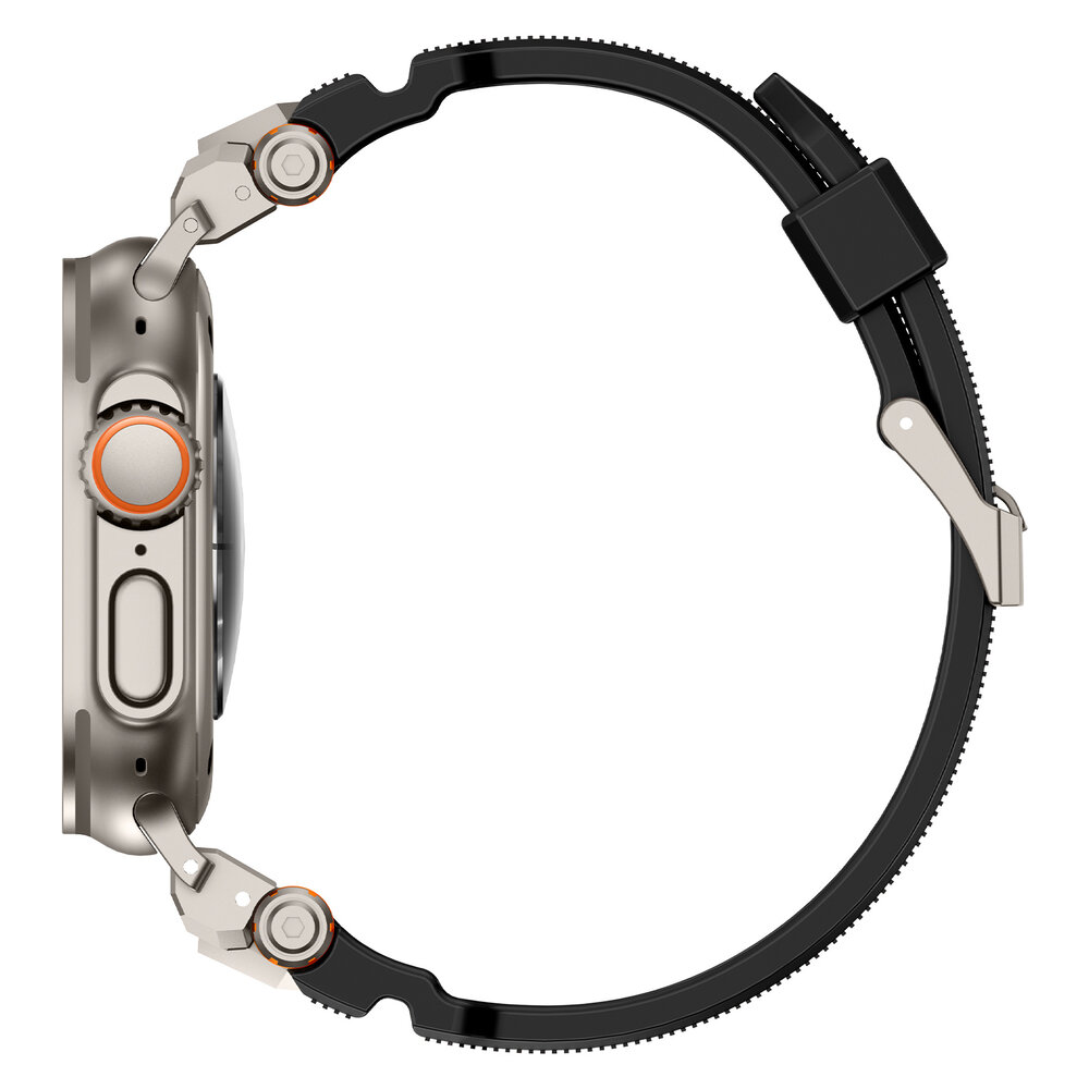 Strap-it® Strap-it Apple Watch 'Adventurer' siliconen band (zwart met titanium)