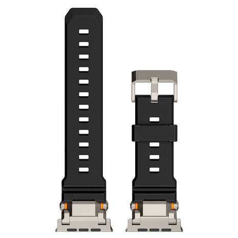 Strap-it® Strap-it Apple Watch 'Adventurer' siliconen band (zwart met titanium)