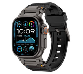 Strap-it® Apple Watch 'Adventurer' siliconen band (zwart met zwart)