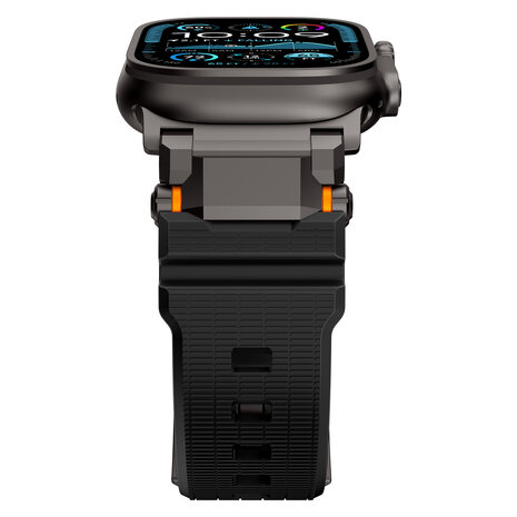 Strap-it® Strap-it Apple Watch 'Adventurer' siliconen band (zwart met zwart)