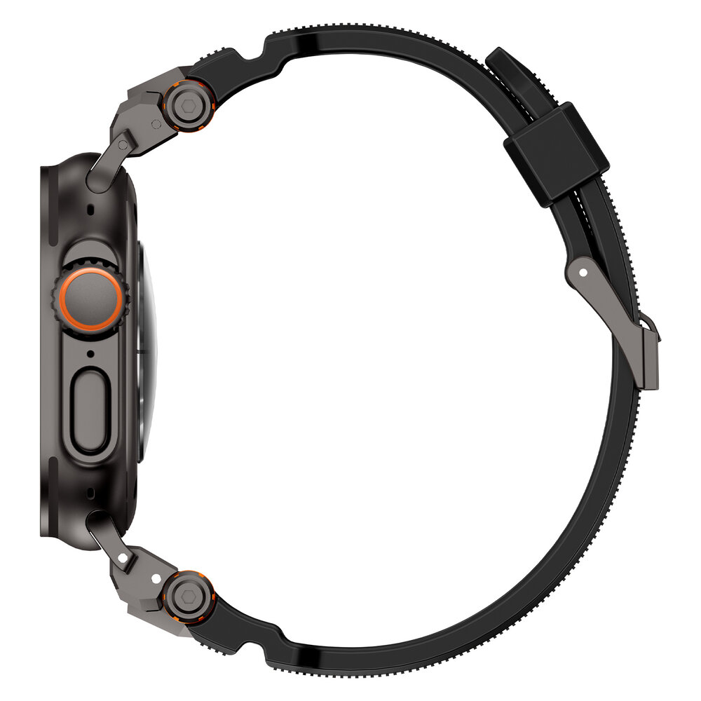 Strap-it® Strap-it Apple Watch 'Adventurer' siliconen band (zwart met zwart)