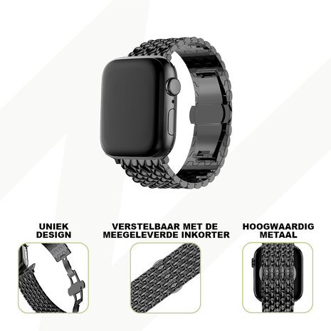 Bandz Bandz Apple Watch stalen band 'Dragon' (zwart)