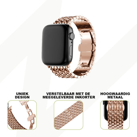 Bandz Bandz Apple Watch stalen band 'Dragon' (roségoud)