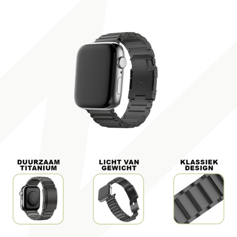 Bandz Bandz Apple Watch titanium schakel band (zwart)