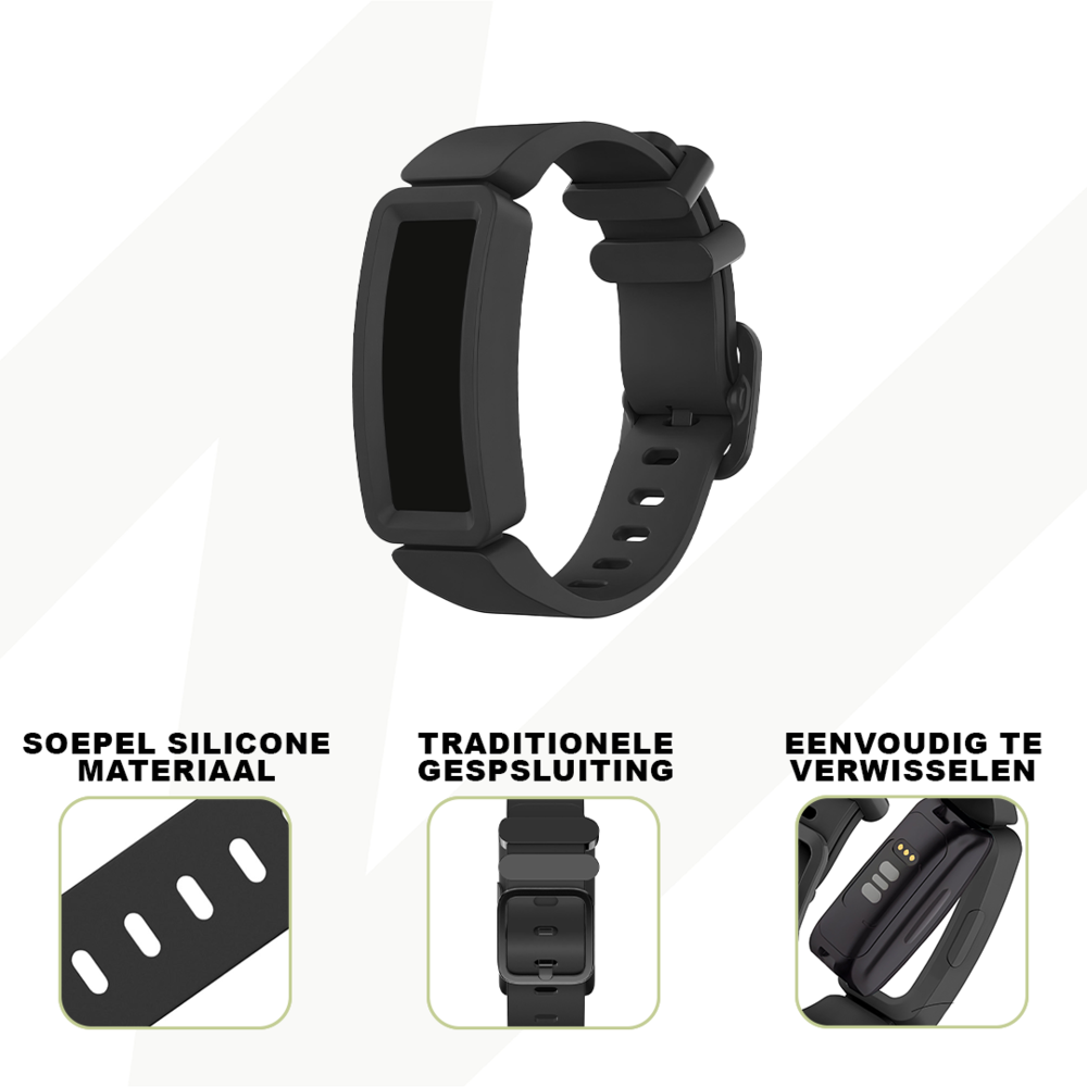Bandz Bandz Fitbit Ace 2 siliconen band 'Classic' (zwart)