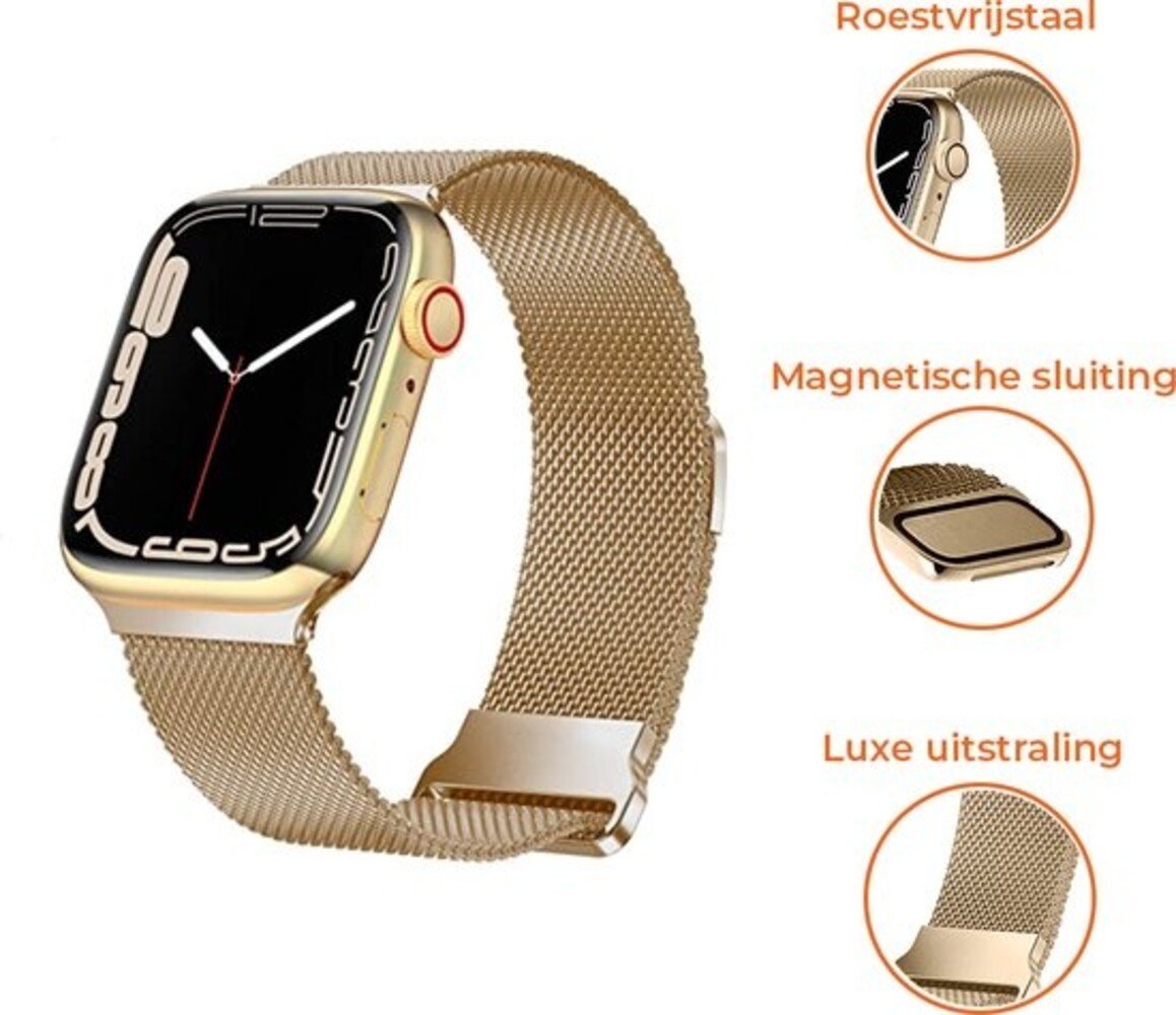 Strap-it® Strap-it Apple Watch Milanees bandje (rosé goud)