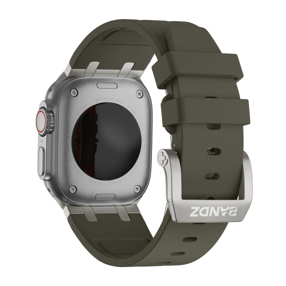 Bandz Bandz Apple Watch siliconen band 'Luxe Liquid' (bruin met titanium)
