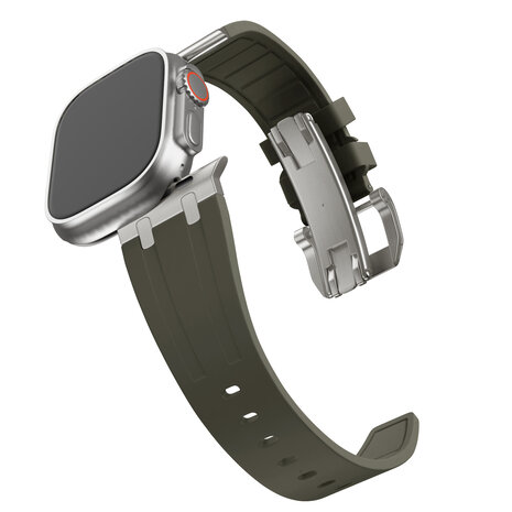 Bandz Bandz Apple Watch siliconen band 'Luxe Liquid' (bruin met titanium)