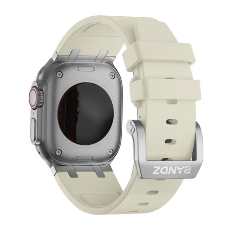 Bandz Bandz Apple Watch siliconen band 'Luxe Liquid' (beige met zilver)
