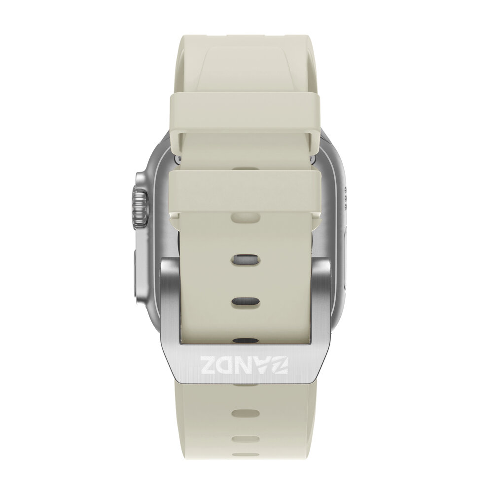 Bandz Bandz Apple Watch siliconen band 'Luxe Liquid' (beige met zilver)