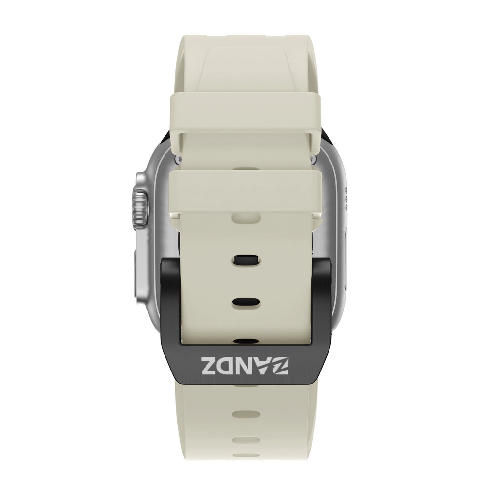 Bandz Bandz Apple Watch siliconen band 'Luxe Liquid' (beige met zwart)