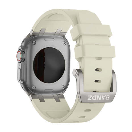 Bandz Bandz Apple Watch siliconen band 'Luxe Liquid' (beige met titanium)