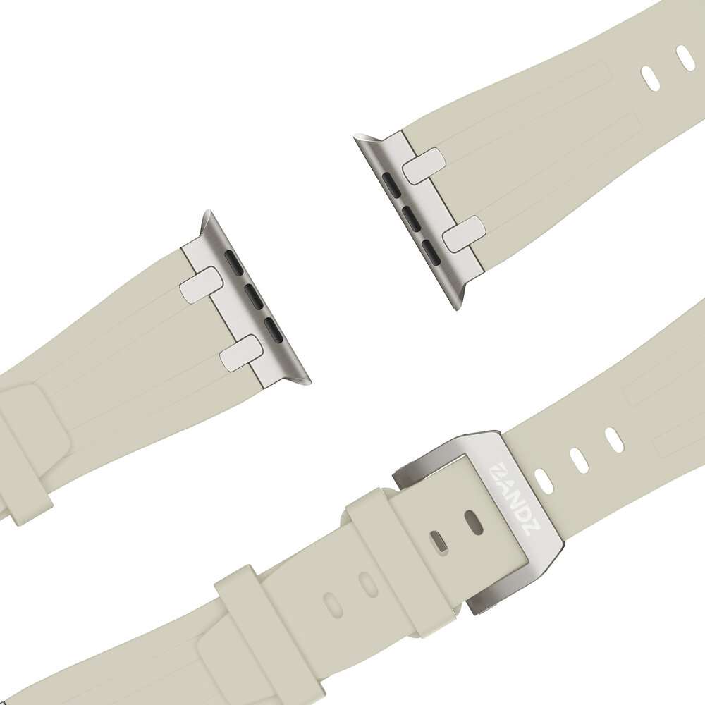 Bandz Bandz Apple Watch siliconen band 'Luxe Liquid' (beige met titanium)