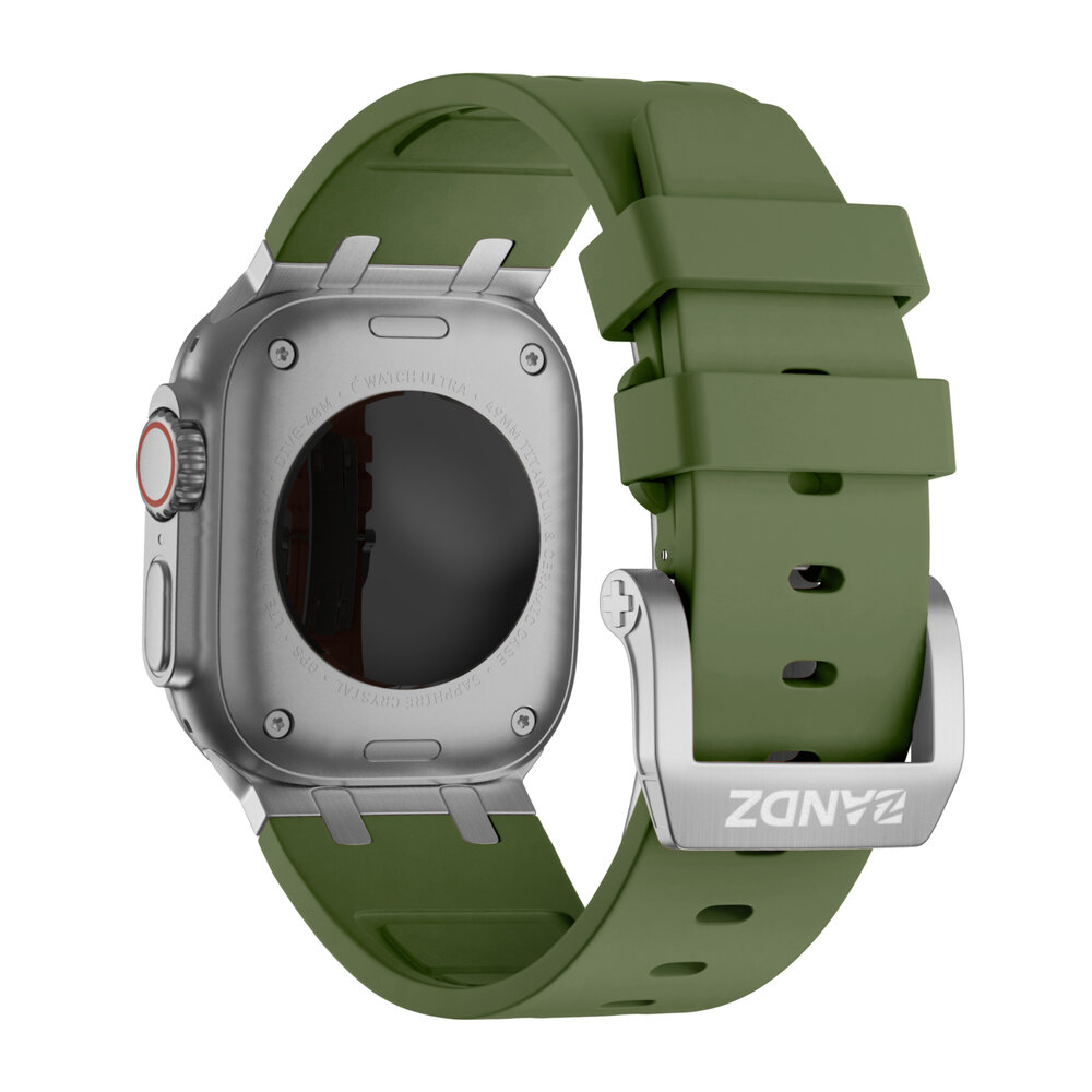 Bandz Bandz Apple Watch siliconen band 'Luxe Liquid' (groen met zilver)