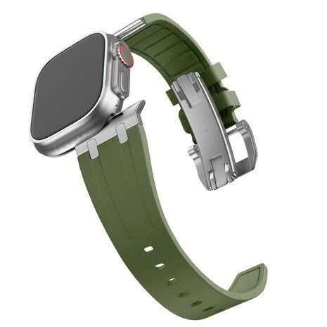 Bandz Bandz Apple Watch siliconen band 'Luxe Liquid' (groen met zilver)