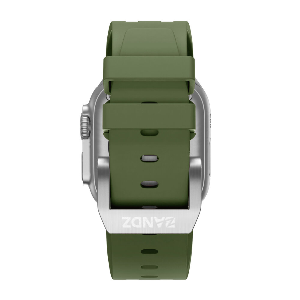 Bandz Bandz Apple Watch siliconen band 'Luxe Liquid' (groen met zilver)