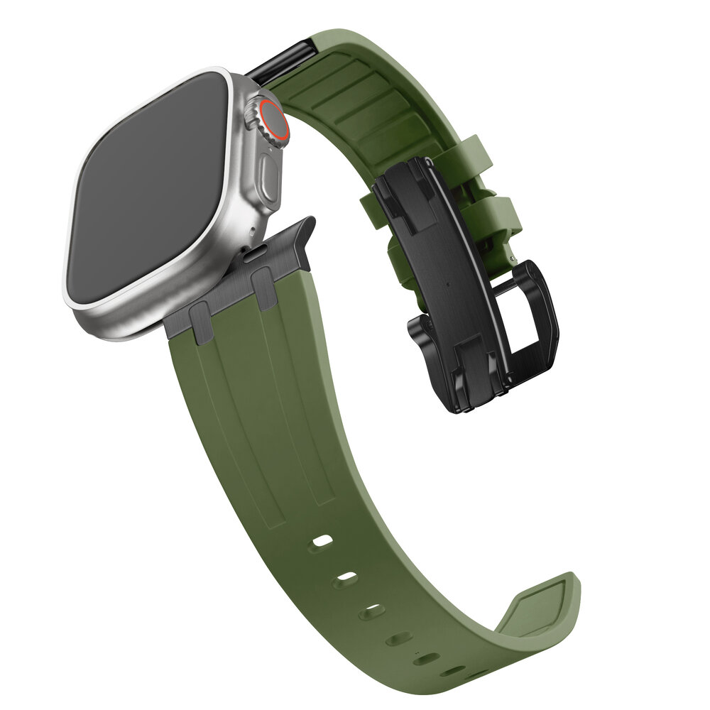 Bandz Bandz Apple Watch siliconen band 'Luxe Liquid' (groen met zwart)