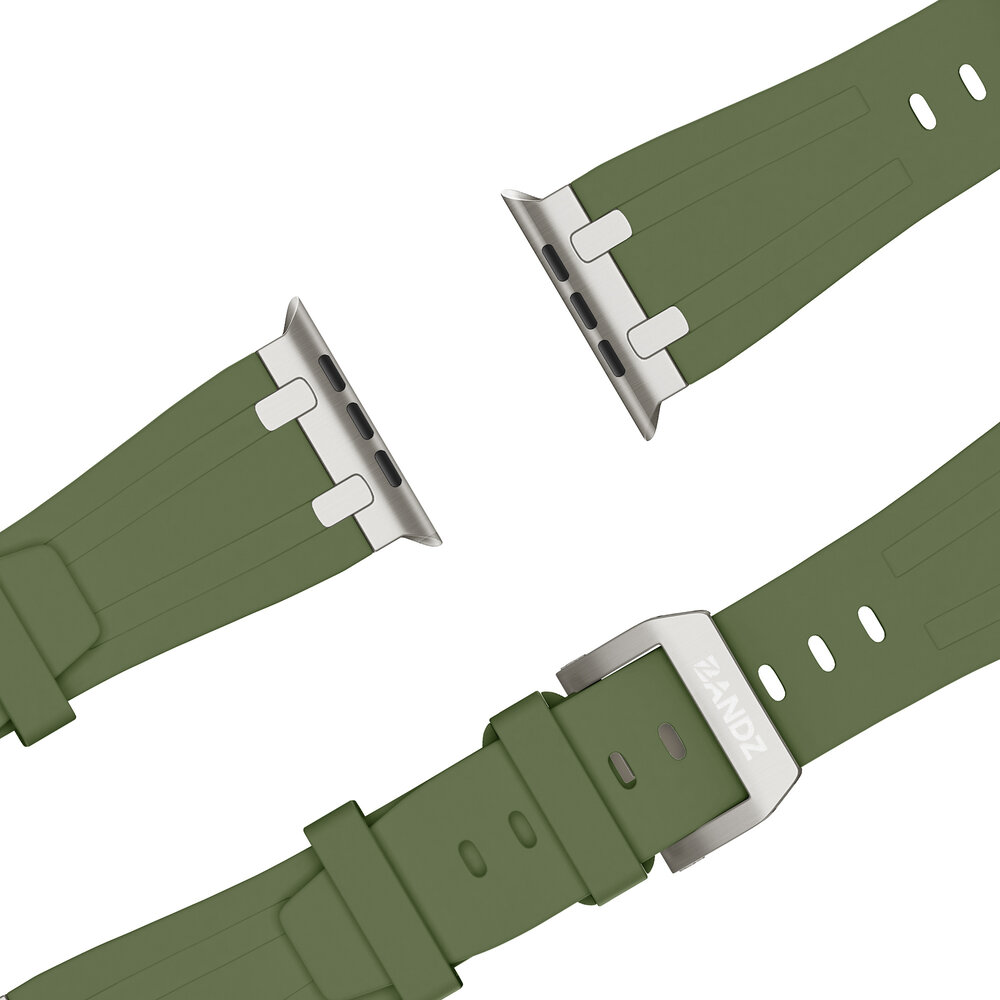 Bandz Bandz Apple Watch siliconen band 'Luxe Liquid' (groen met titanium)