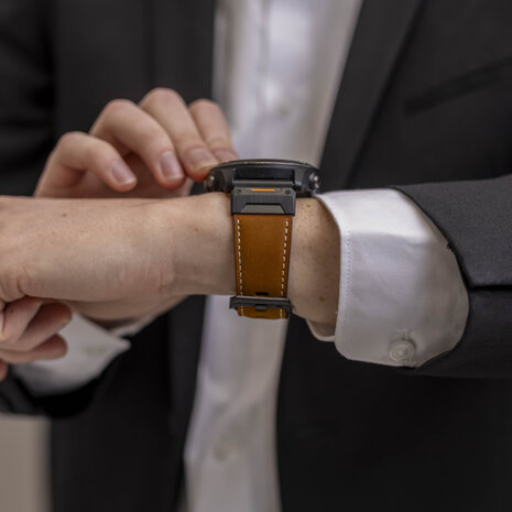 Strap-it® Strap-it Garmin Fenix 5 / 6 genuine leren bandje (bruin)