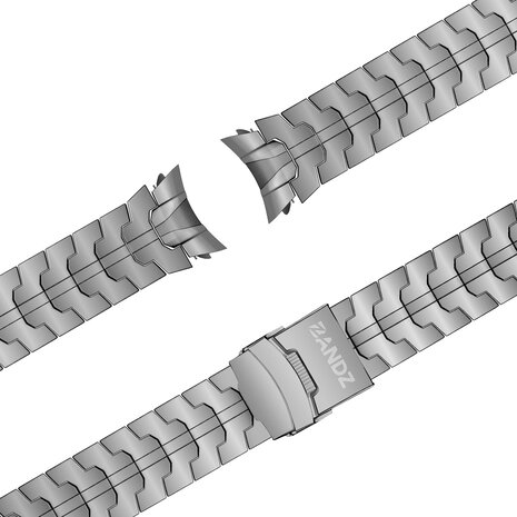 Bandz Bandz Samsung Galaxy Watch 5 Pro stalen band 'Iron' (zilver)