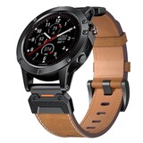 Strap-it® Garmin Forerunner 955 genuine leren bandje (bruin)