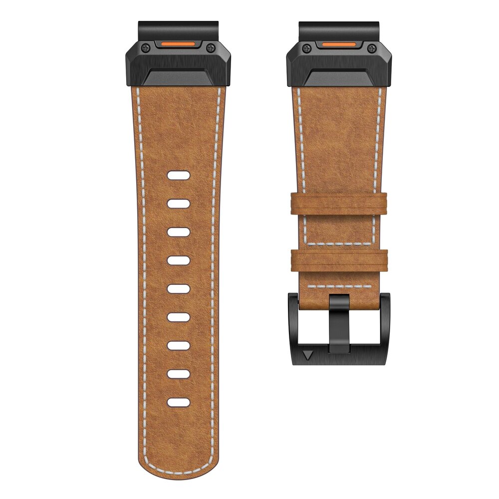 Strap-it® Strap-it Garmin Instinct E - 45mm genuine leren bandje (bruin)
