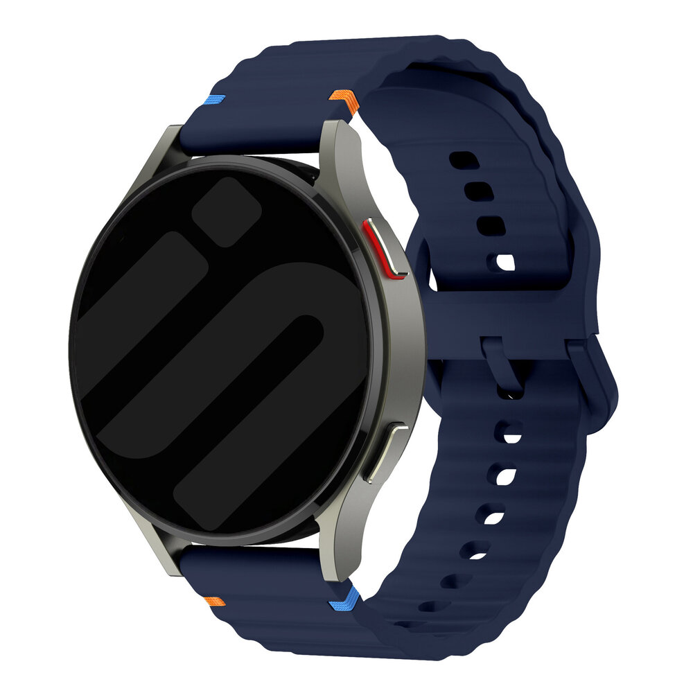 Strap-it® Strap-it Amazfit Bip 6 wave siliconen bandje (donkerblauw)