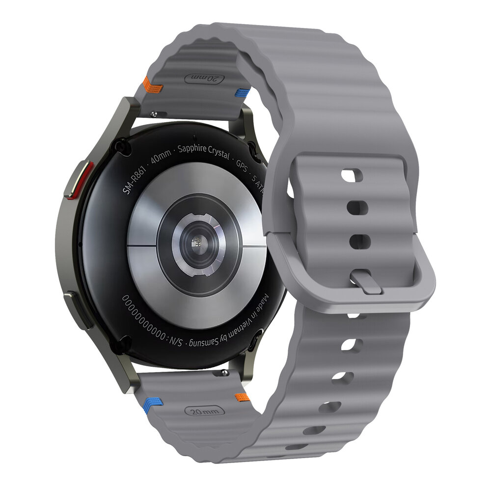Strap-it® Strap-it Amazfit Bip 6 wave siliconen bandje (donkergrijs)