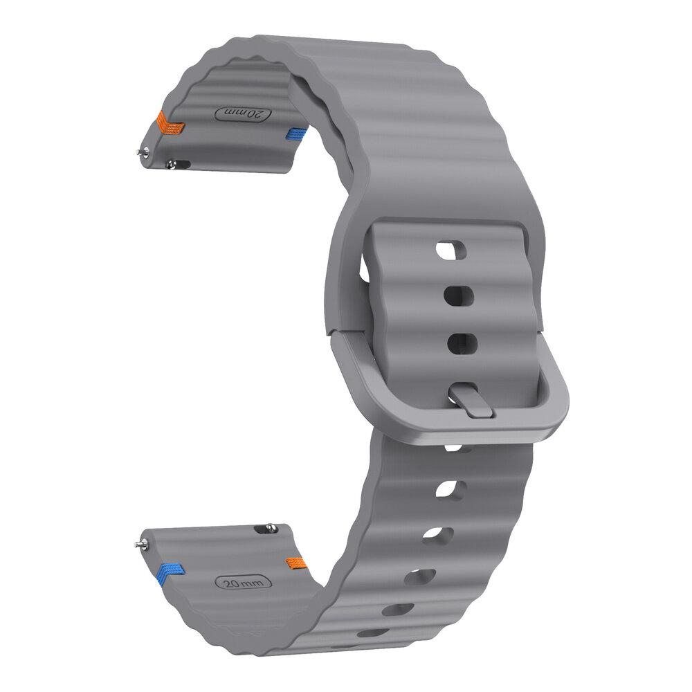 Strap-it® Strap-it Amazfit Bip 6 wave siliconen bandje (donkergrijs)