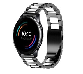 Strap-it® Amazfit Bip 6 stalen band (zwart/zilver) Strap-it® Amazfit Bip 6 stalen band (zwart/zilver)