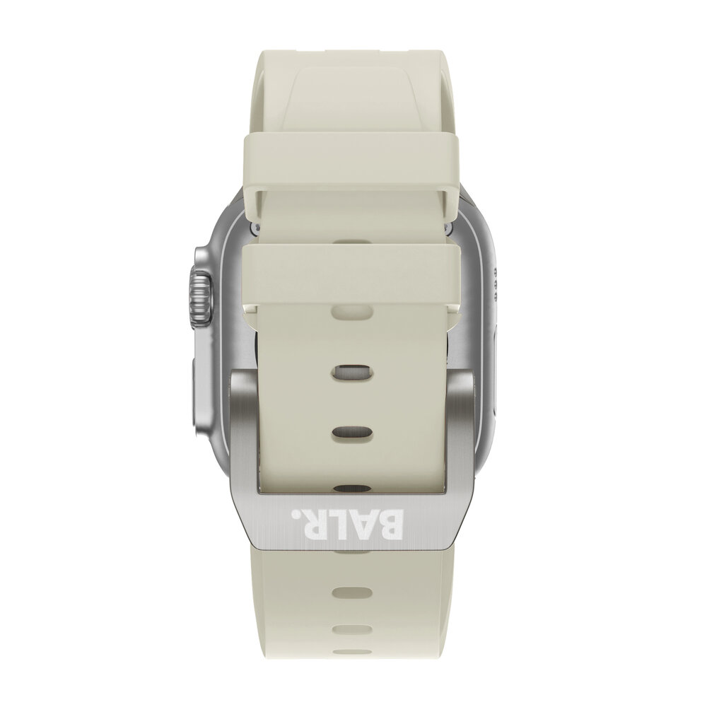 BALR. BALR Apple Watch Ultra liquid siliconen band (beige/titanium)