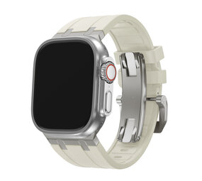 BALR. BALR Apple Watch Ultra liquid siliconen band (beige/titanium)