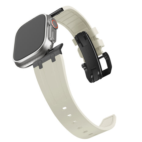 BALR. BALR Apple Watch Ultra liquid siliconen band (beige/zwart)