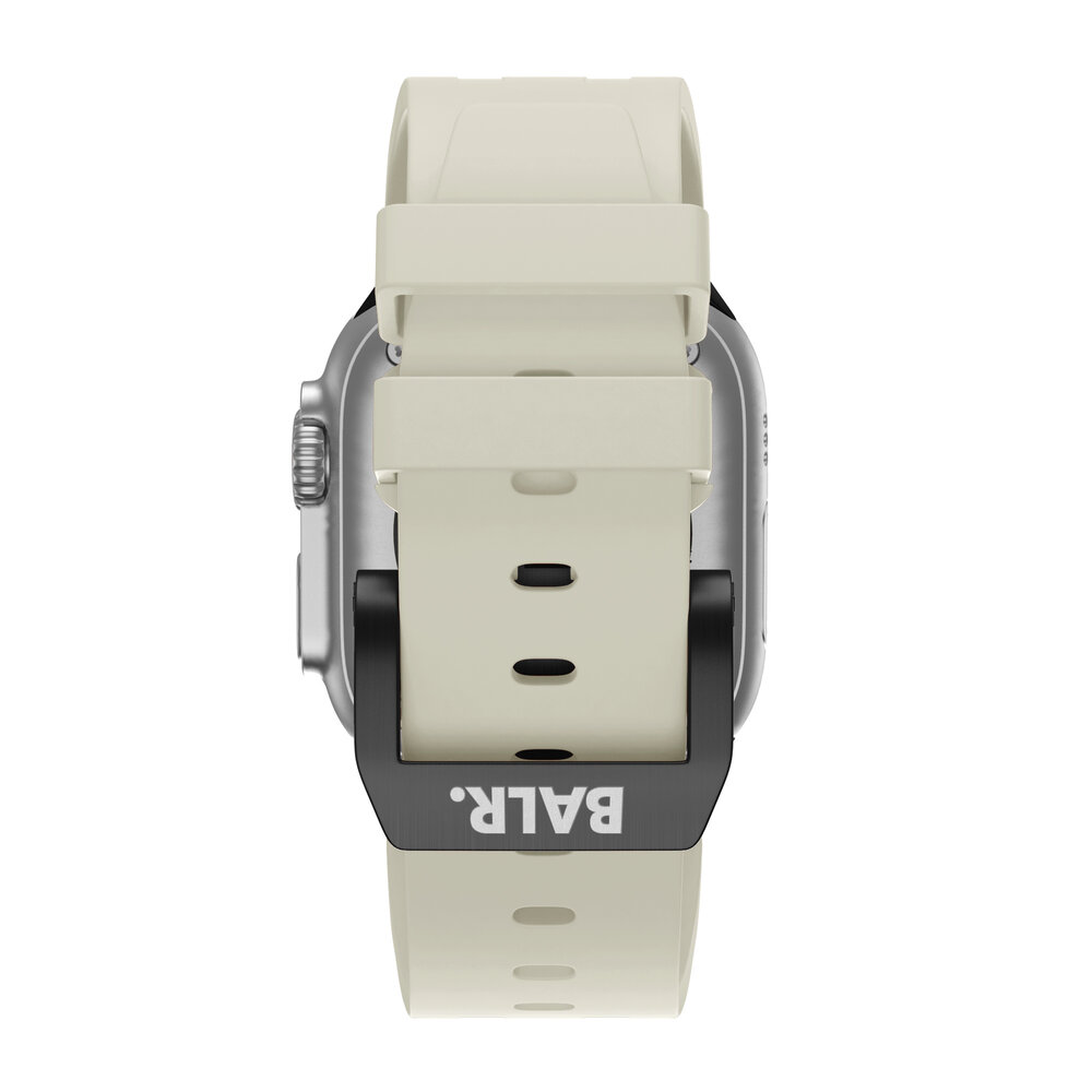 BALR. BALR Apple Watch Ultra liquid siliconen band (beige/zwart)