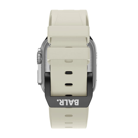 BALR. BALR Apple Watch Ultra liquid siliconen band (beige/zwart)