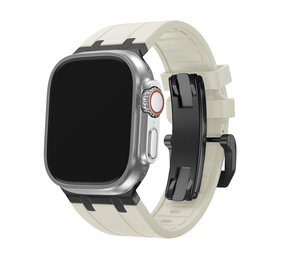 BALR. BALR Apple Watch Ultra liquid siliconen band (beige/zwart)