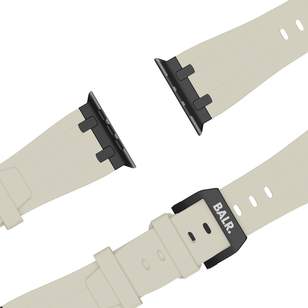 BALR. BALR Apple Watch Ultra liquid siliconen band (beige/zwart)