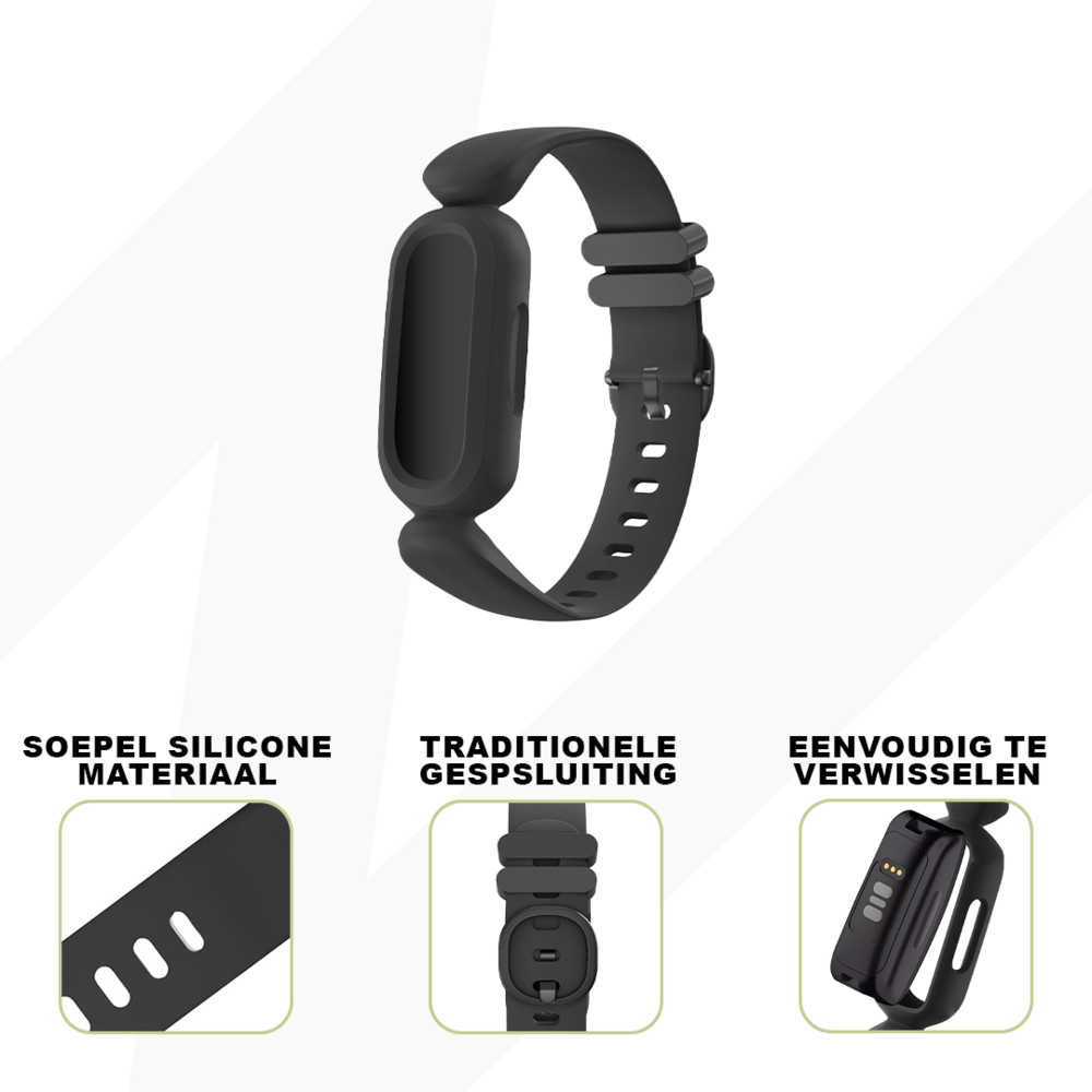 Bandz Bandz Fitbit Ace 3 siliconen band 'Classic' (zwart)