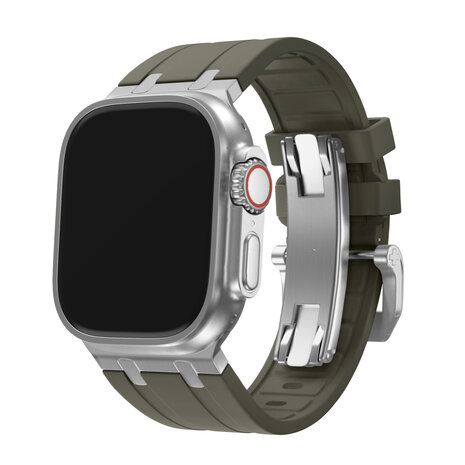 BALR. BALR Apple Watch Ultra liquid siliconen band (bruin/zilver)