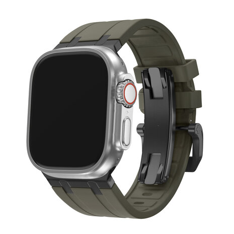 BALR. BALR Apple Watch Ultra liquid siliconen band (bruin/zwart)