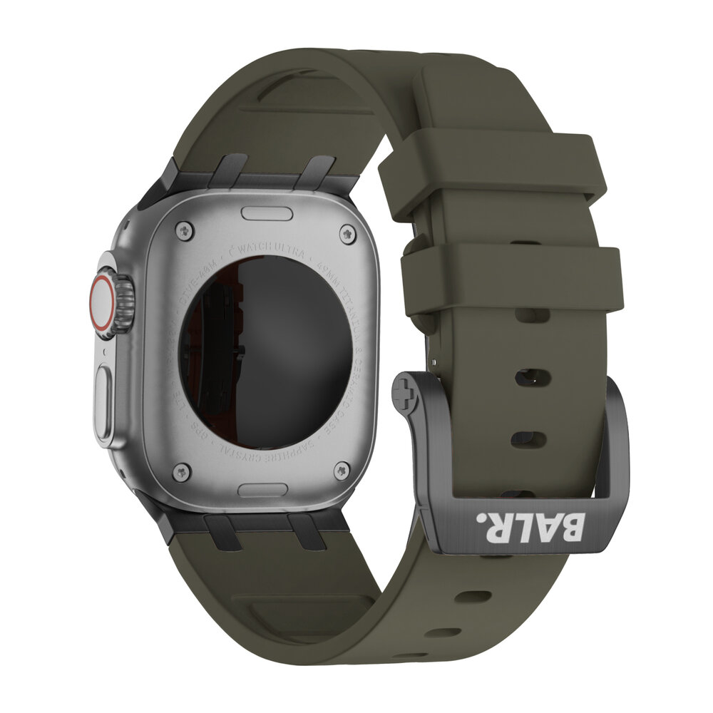 BALR. BALR Apple Watch Ultra liquid siliconen band (bruin/zwart)